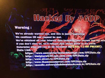 An image of one of the hacked Sony computer screens.