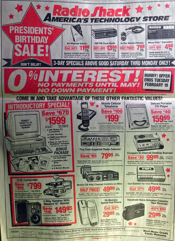 Image from Huffington Post’s Everything from this 1991 Radio Shack Ad you can now do with your phone. January 16, 2014